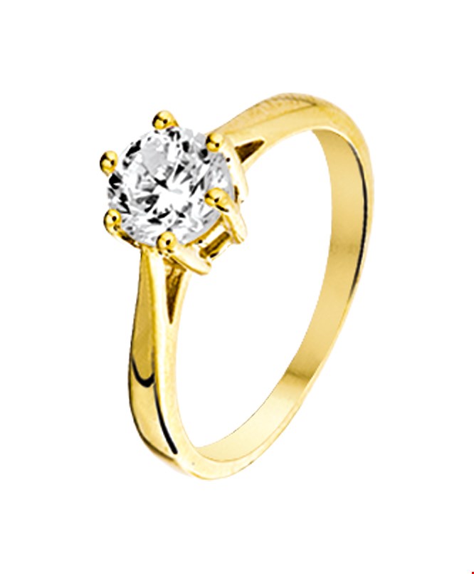 The Jewelry Collection Ring Zirkonia - Goud