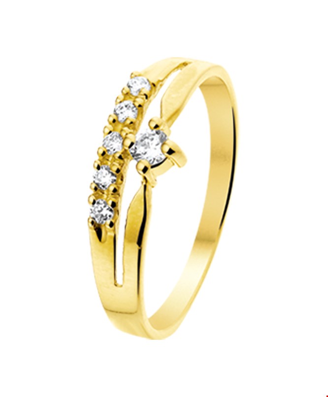 The Jewelry Collection Ring Zirkonia - Goud