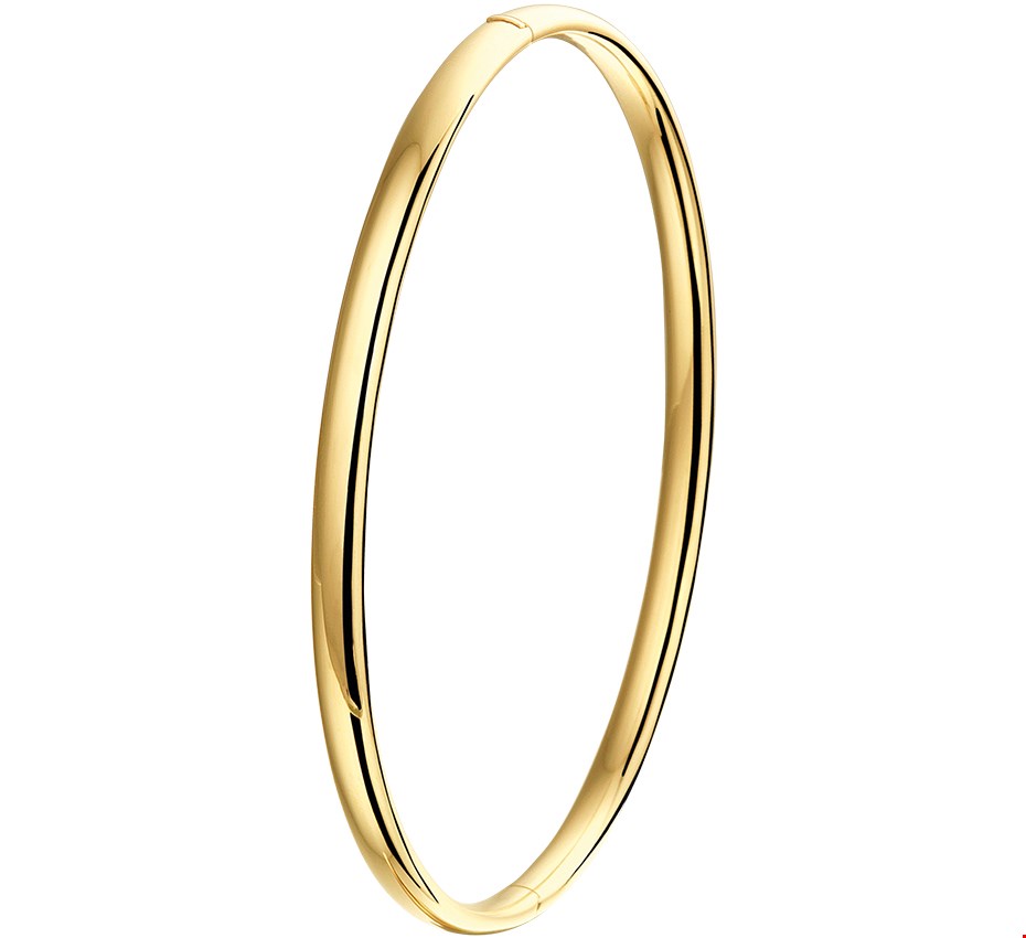 Armband Zilgold Bangle geelgoud met zilveren kern bolle buis 4 mm