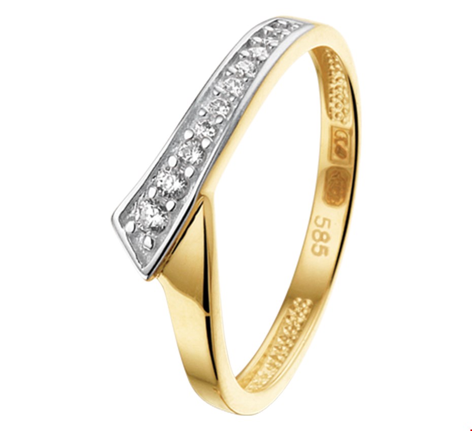 Ring Zirkonia 14K Geelgoud