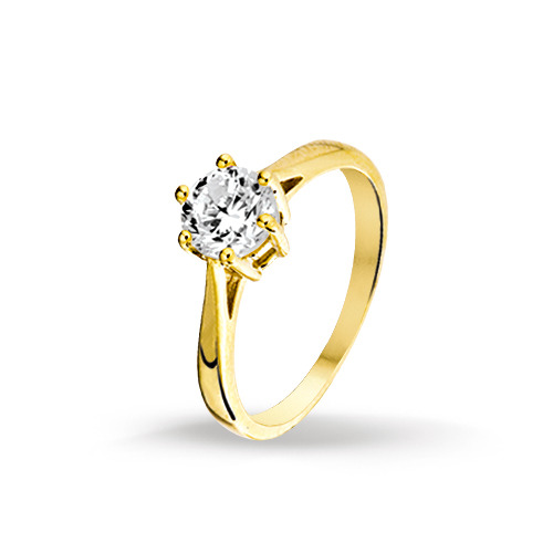 The Jewelry Collection Ring Zirkonia - Geelgoud