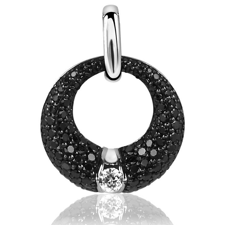 Zinzi ZIH1016Z Hanger Rond zilver-zirconia zwart-wit 21 mm