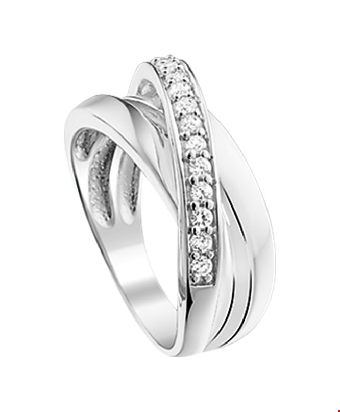 The Jewelry Collection Ring Zirkonia - Zilver Gerhodineerd