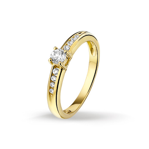 Ring geelgoud-zirconia 4 mm