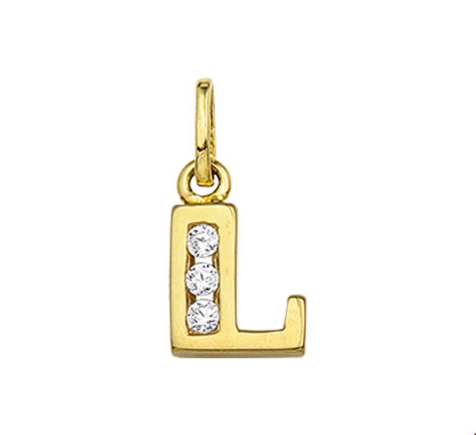 Huiscollectie Bedel Letter L Zirkonia Goud