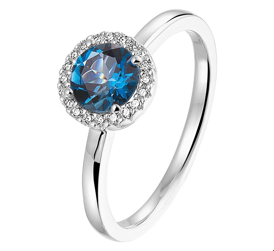 Ring London Blue Topaas 1.00ct En Diamant 0.10ct G Vsi