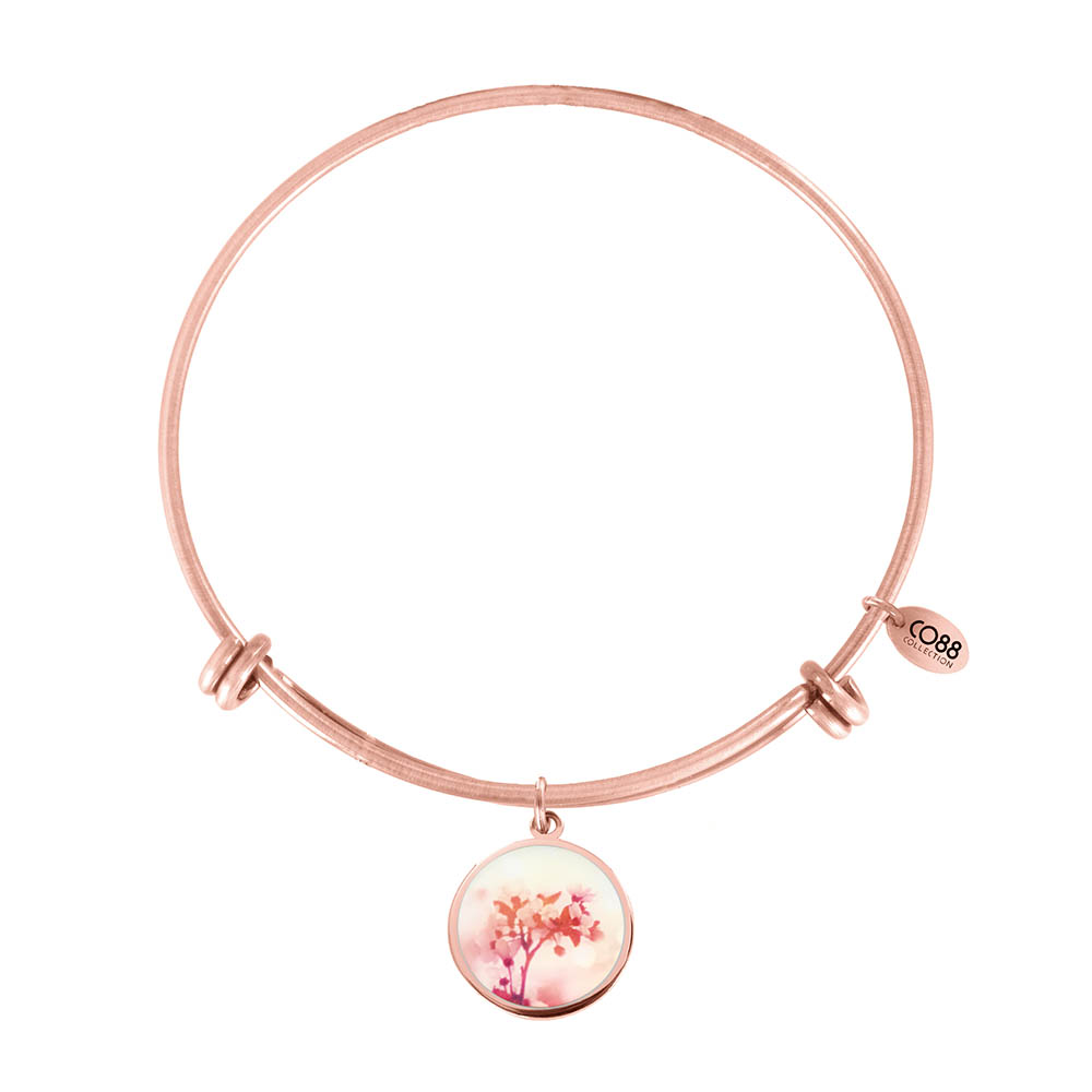 CO88 Collection Elemental 8CB 11035 Stalen Armband met Hangers - Boom Ø 20 mm - One-size - Rosékleurig