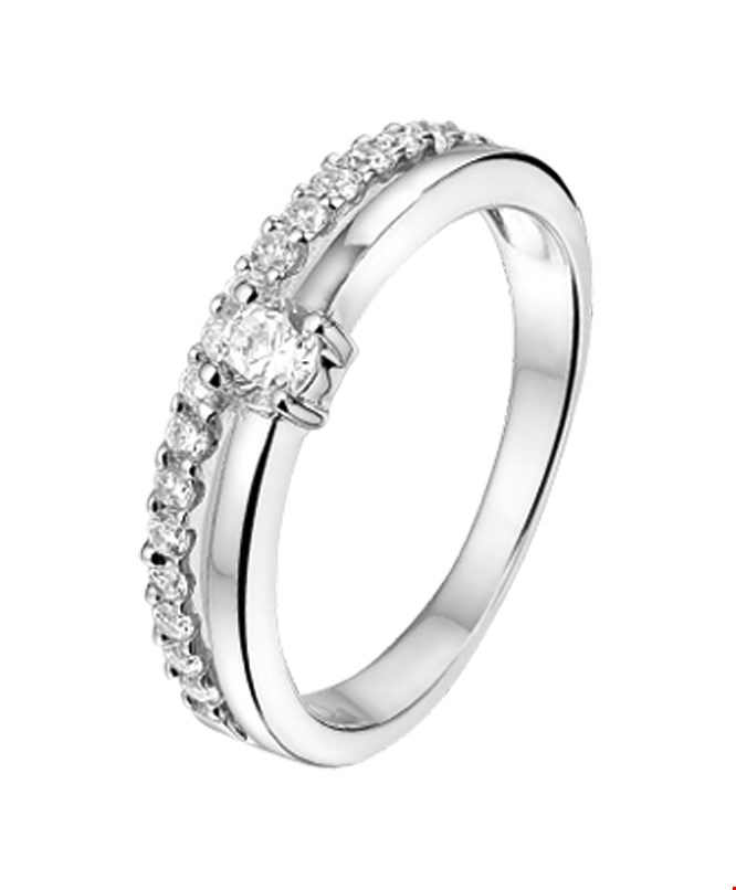 The Jewelry Collection Ring Zirkonia - Zilver