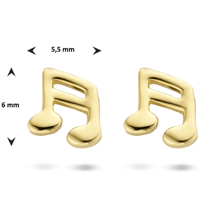 Oorknoppen Muzieknoot geelgoud 6 x 5,5 mm