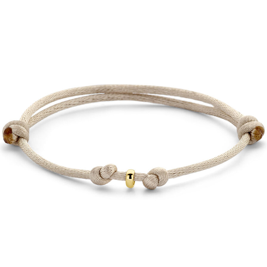 Armband Ringetje geelgoud-satijn goudkleurig-beige 13-26 cm