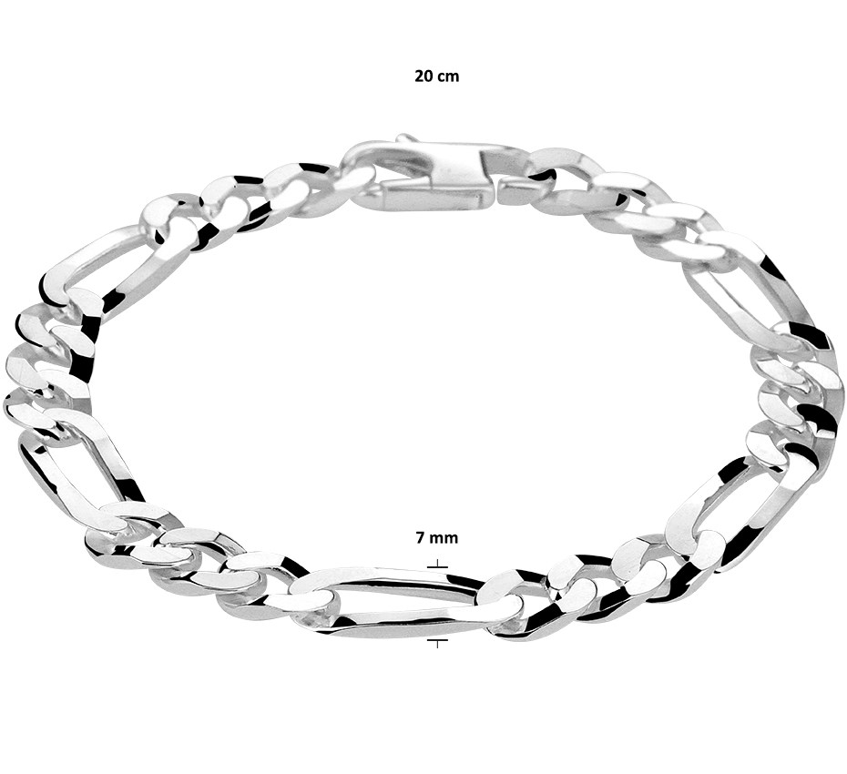 Zilveren Armband figaro 7 mm 21 cm 1021088 21 cm