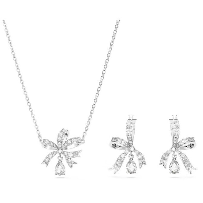 Swarovski 5660118 Set Ketting + Oorknoppen Volta zilverkleurig-wit