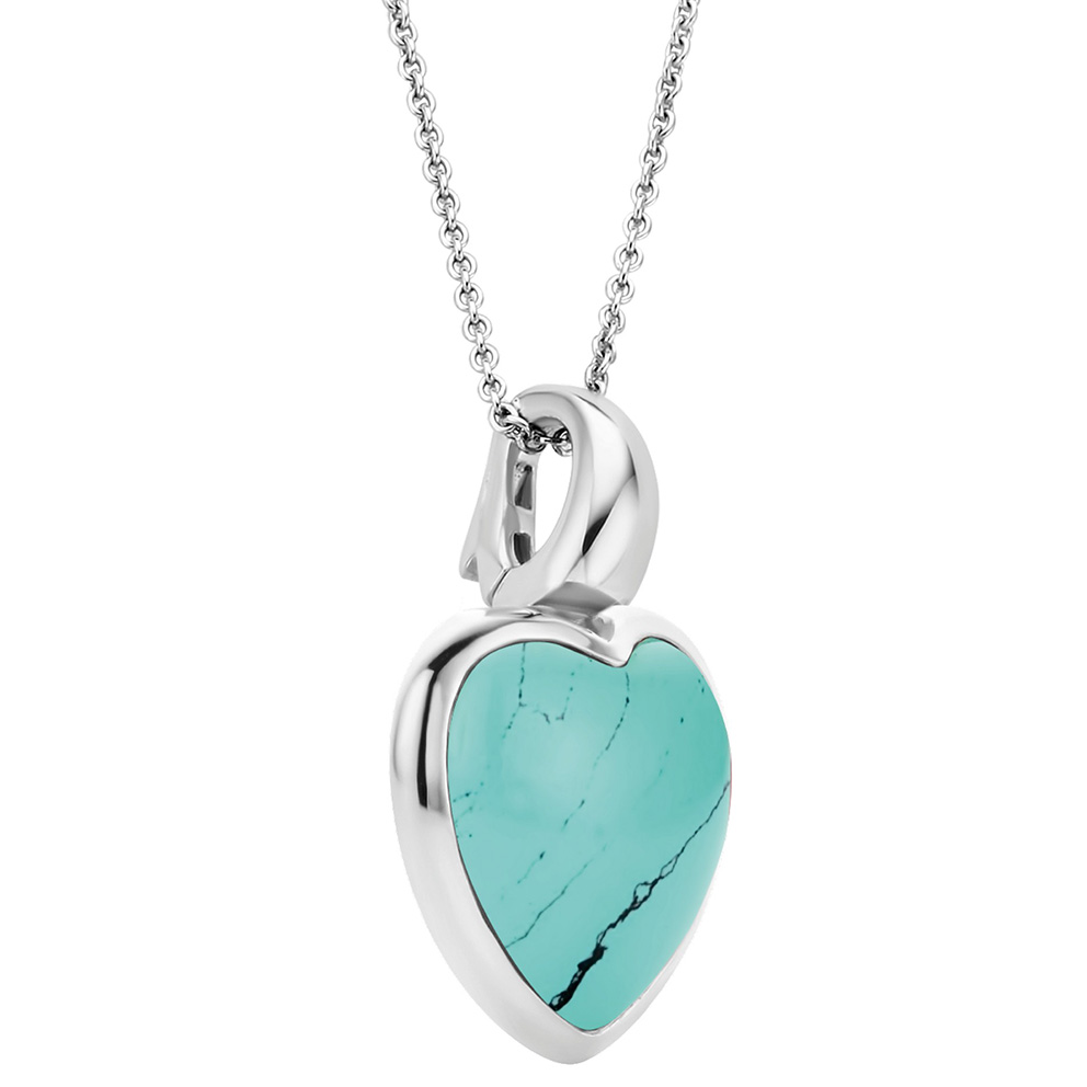 TI SENTO-Milano 6800TQ Ketting Hart zilver-kleursteen turquoise 25 x 16 mm