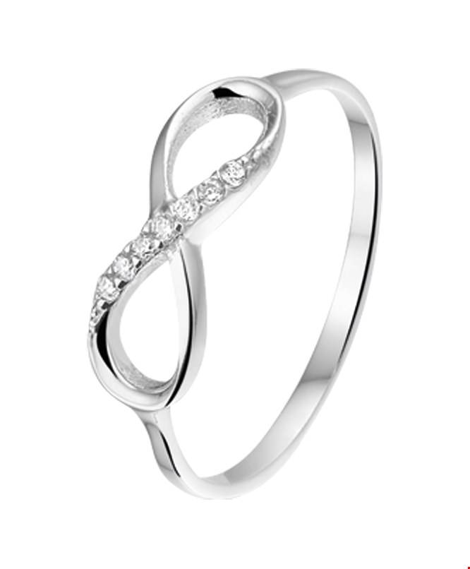 The Fashion Jewelry Collection Ring Infinity Zirkonia - Zilver