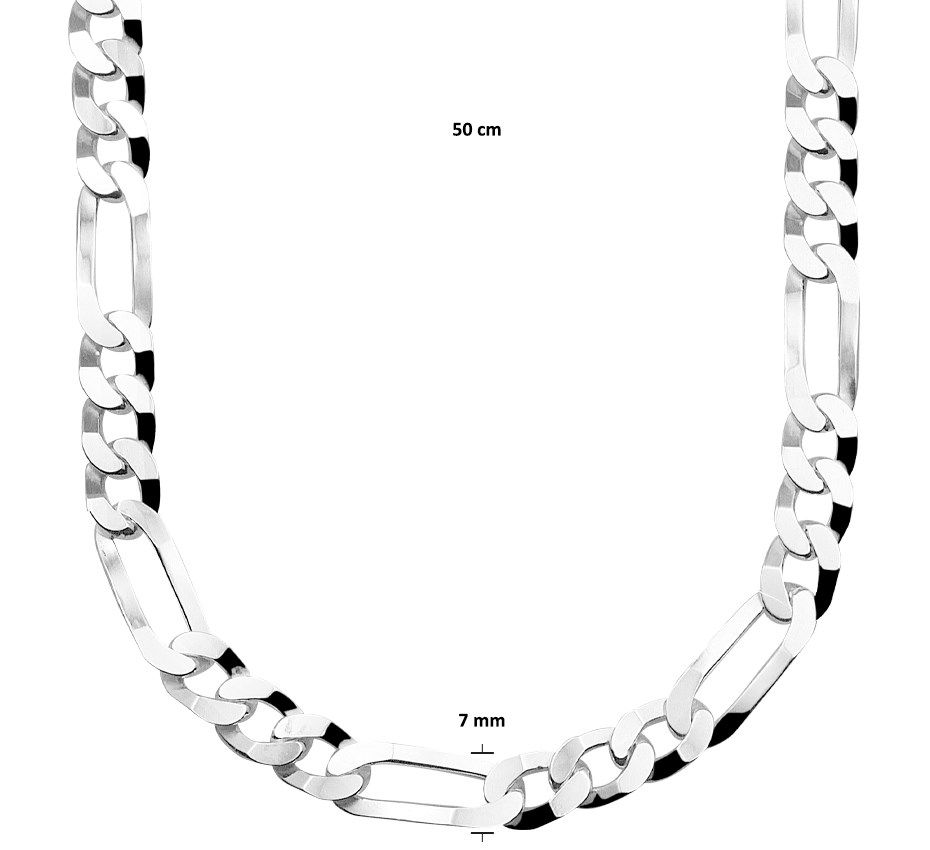 Huiscollectie 1021089 Zilveren Ketting Figaro 7 mm 50 cm