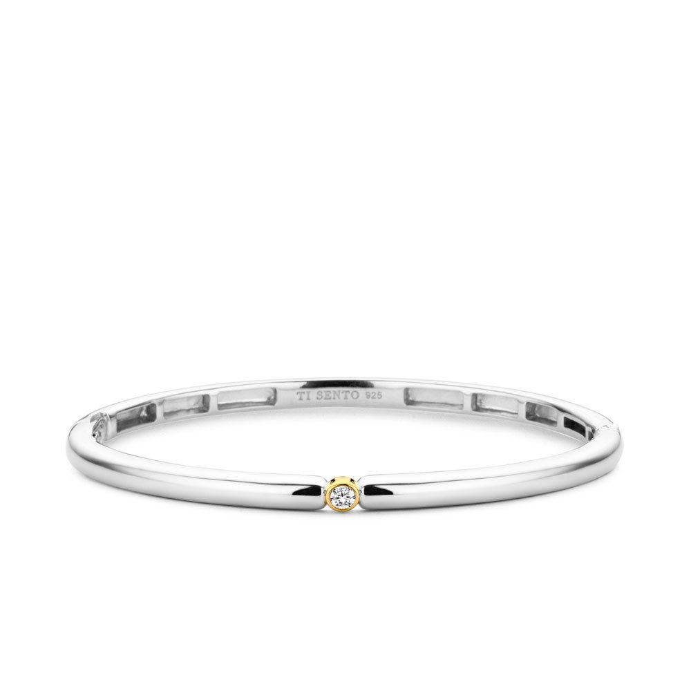 TI SENTO - Milano 2896ZY Bangle zilver met zirkonia in vergulde zetting 60 mm