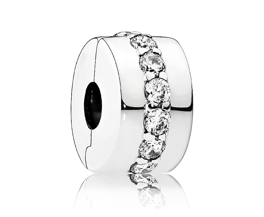 Pandora 791972CZ Clip-Stopper Bedel Clear Sparkling Row zilver (Retired)