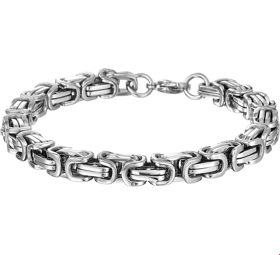 Armband Koningsschakel staal zilverkleurig 7 mm 21 cm