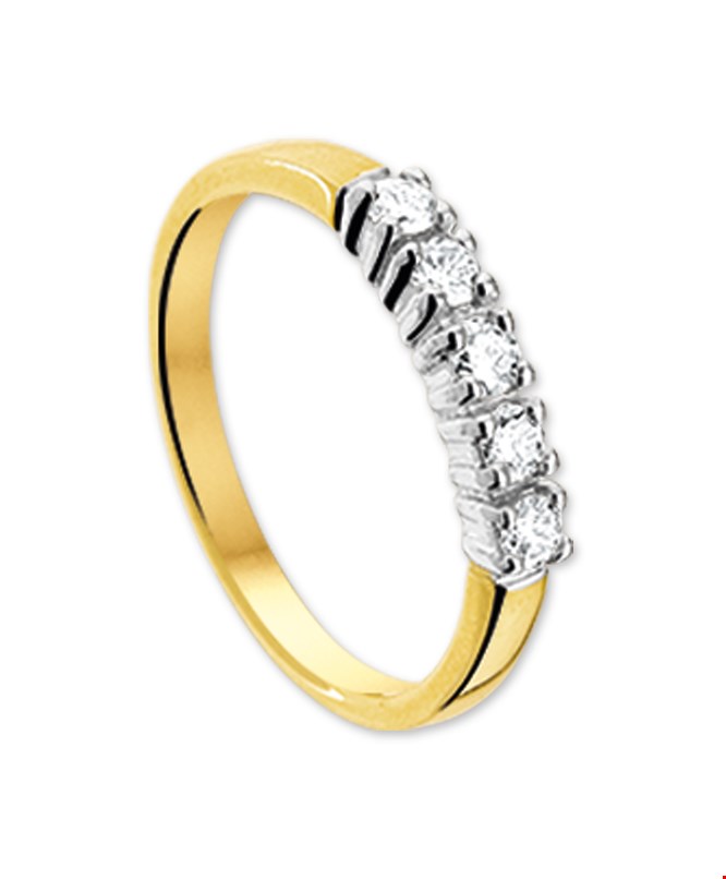 Trendjuwelier huiscollectie 4206957 Bicolor gouden ring met diamant 0.25 crt