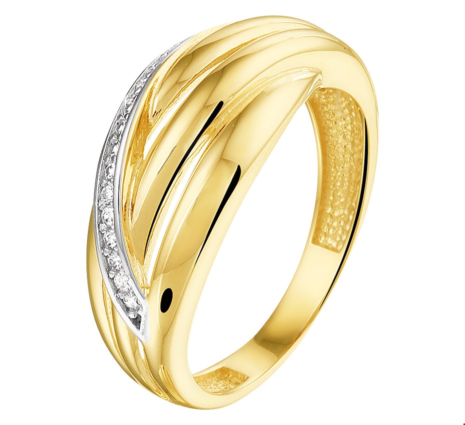 The Jewelry Collection Ring Zirkonia - Goud