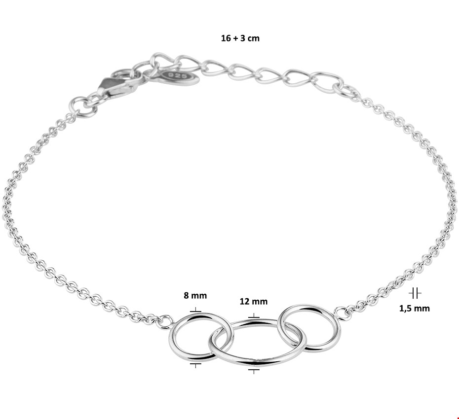 Zilver Gerhodineerde Armband rondjes 1 1329298