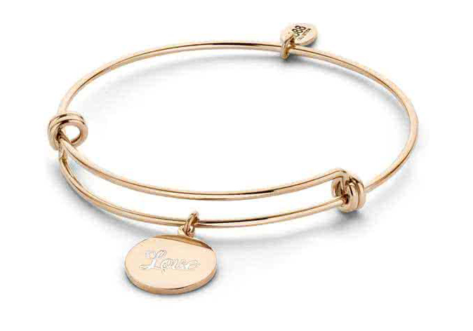 CO88 Collection 8CB-90176 - Stalen bangle met bedel - love - one-size - rosékleurig