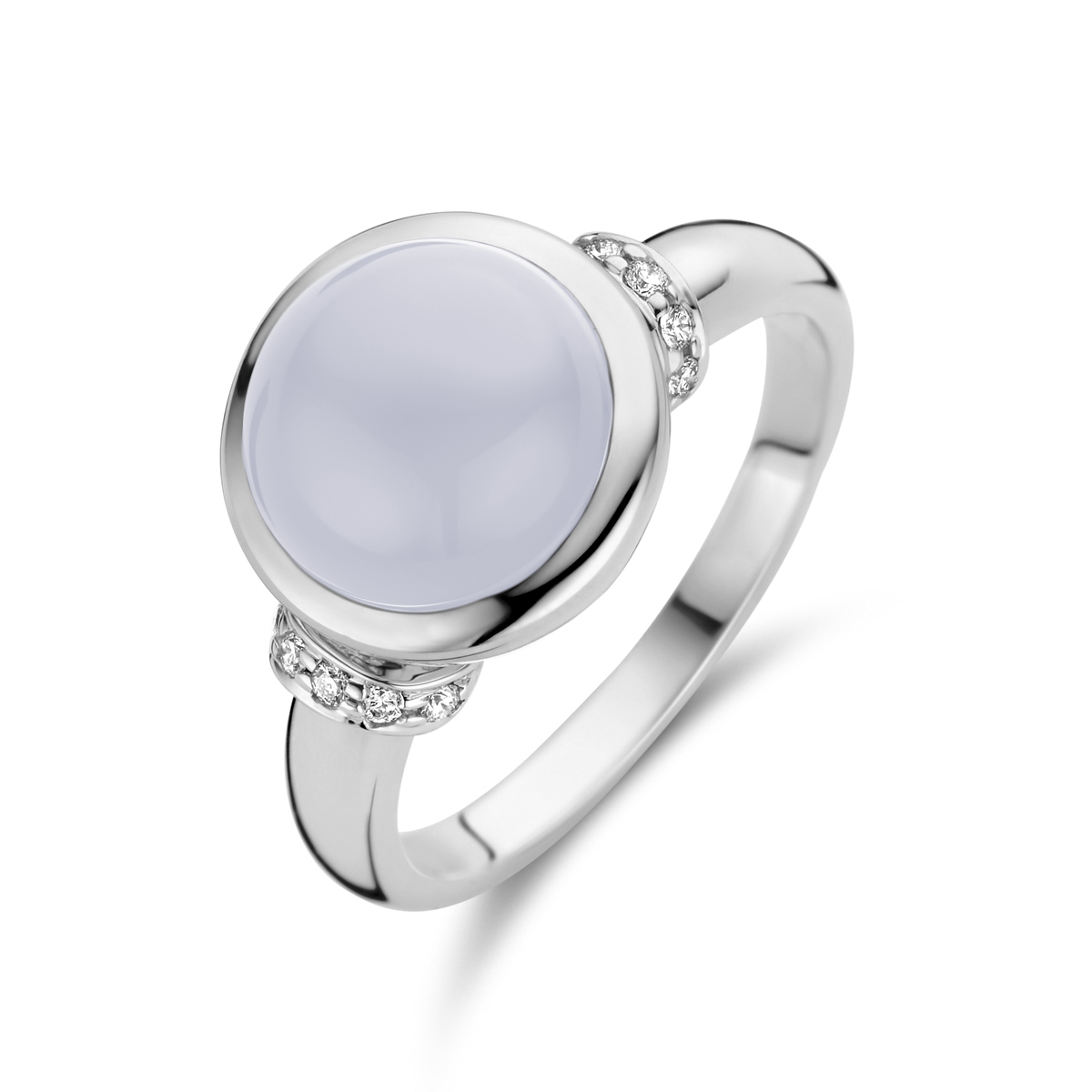 Ring Chalcedoon 3.48ct En Diamant 0.08ct H Si