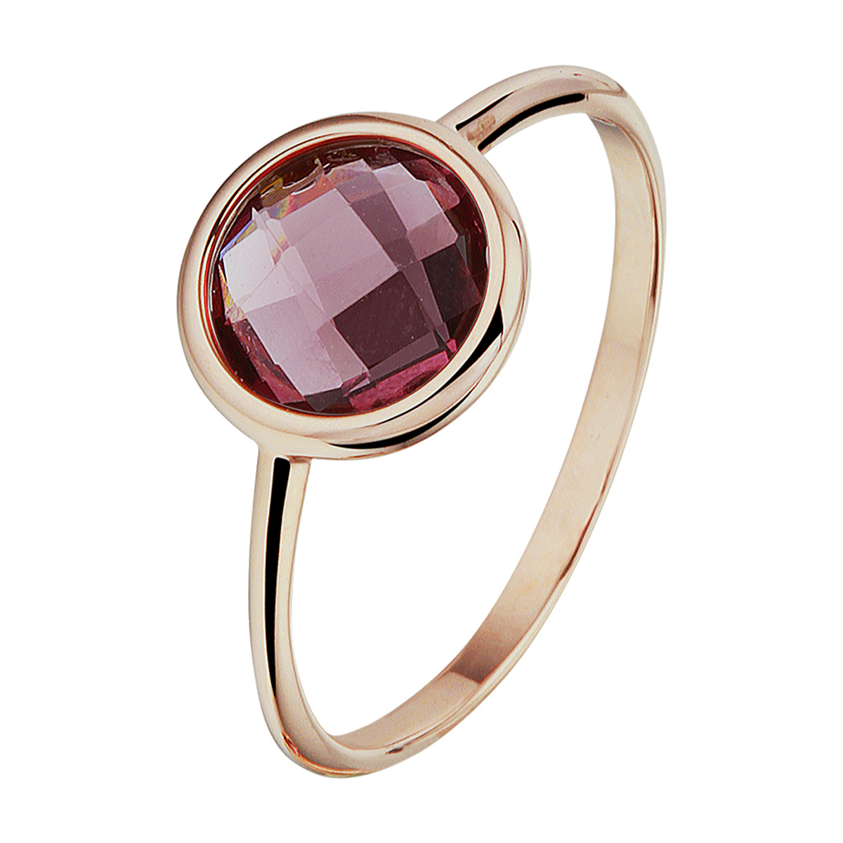 Ring rosegoud-rhodoliet rosekleurig-rood 8 mm Maat 56