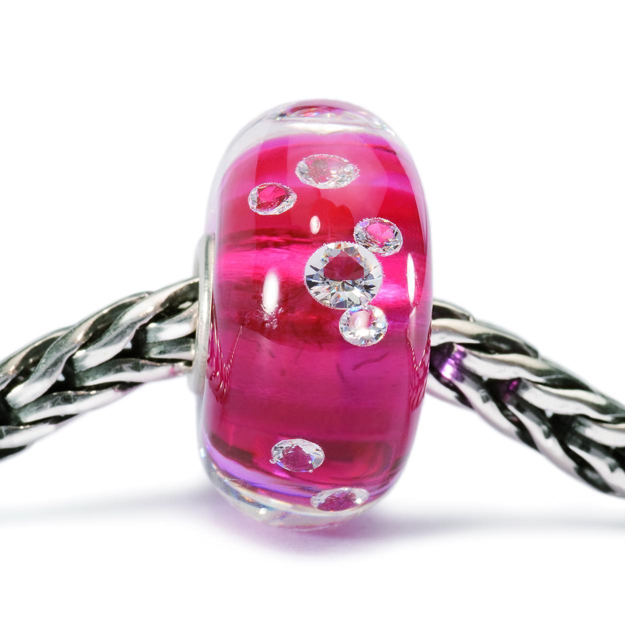 Trollbeads TGLBE-00017 Kraal Diamond like roze zilver/glas/zirconia