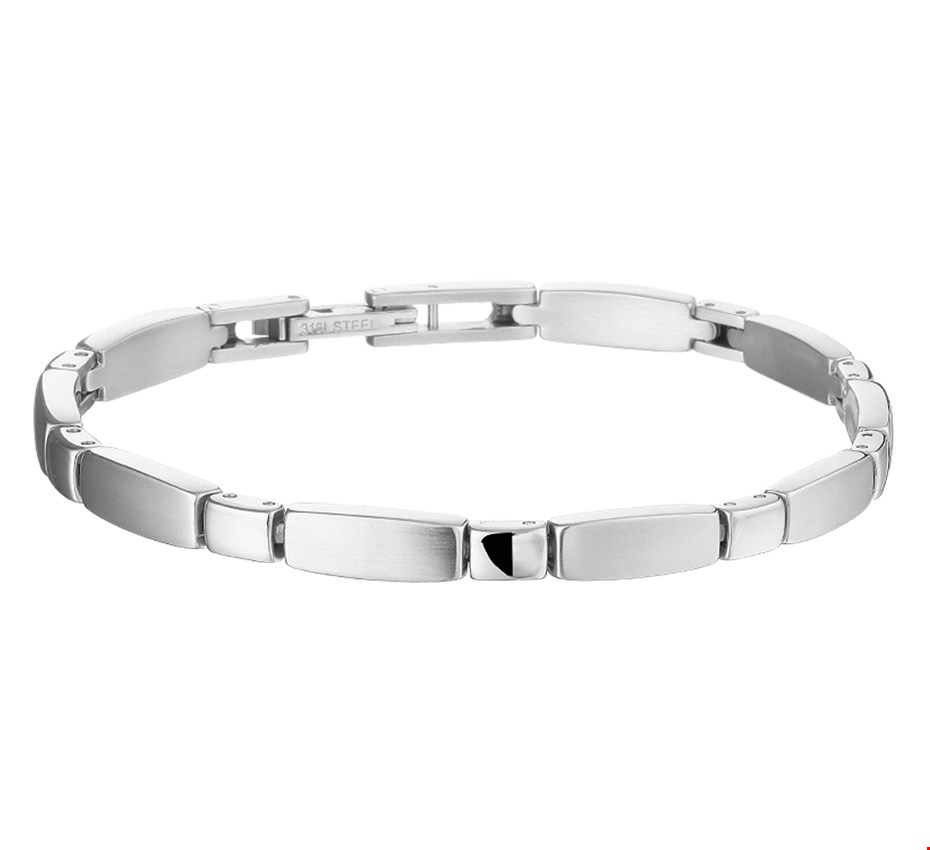 The Jewelry Collection Armband Poli/mat 5 mm 19 cm - Staal