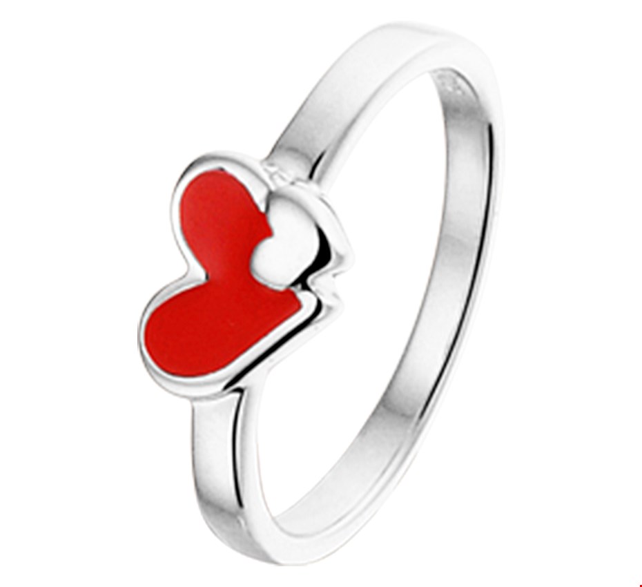 The Kids Jewelry Collection Ring Hartjes - Zilver