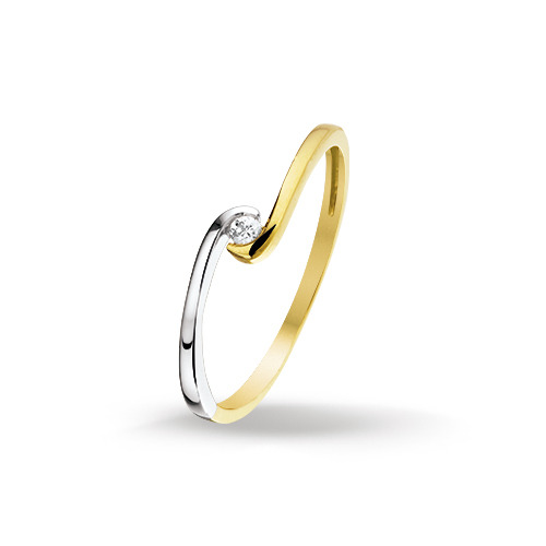 Ring geel-en witgoud-zirconia wit