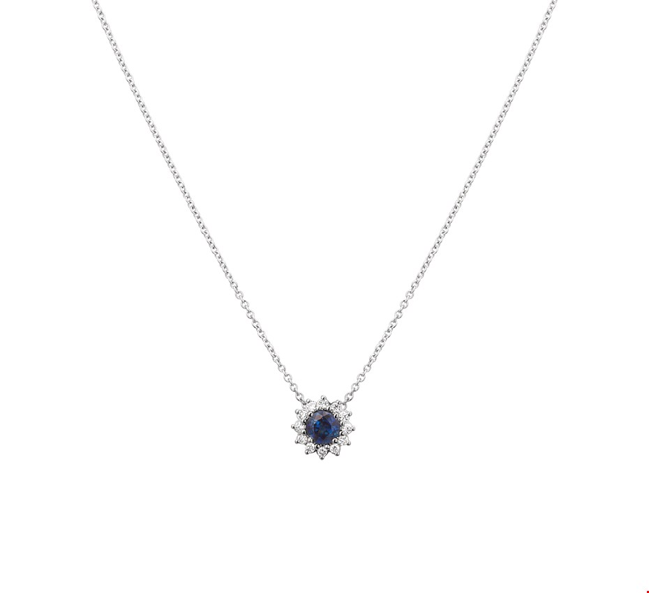 TFT Collier Witgoud Saffier En Diamant 0.09ct H P1 1,0 mm x 45 cm