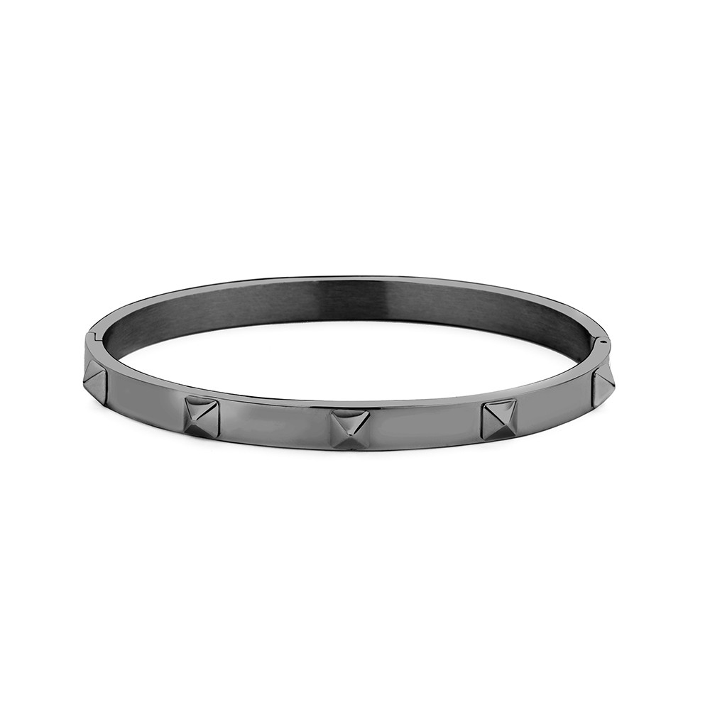 Kaliber Pyramid 7KB 0086L Stalen Bangle met Pyramides - Maat L - Grijs