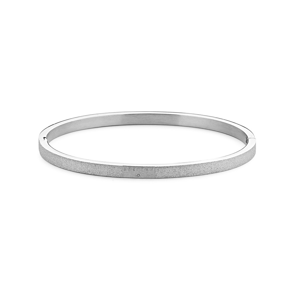 Kaliber Frosted 7KB 0088L Stalen Bangle met Frost - Maat L - Zilverkleurig