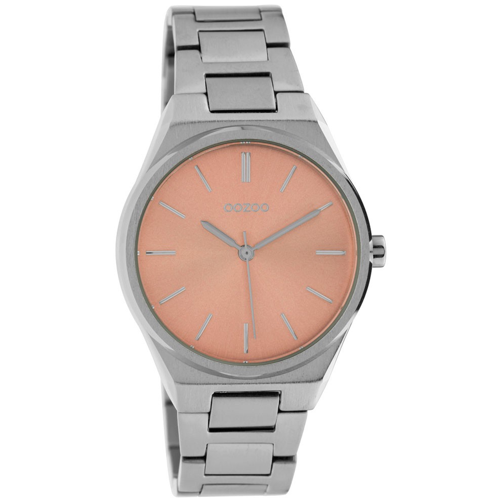 OOZOO C10341 Horloge Timepieces staal zilver- en rosekleurig 34 mm