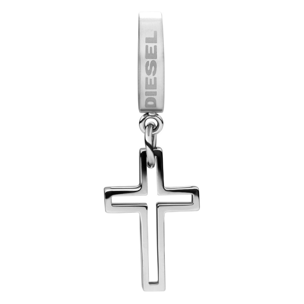 Diesel DX1333040 Oorring (1) Cross staal-zirconia zilverkleurig