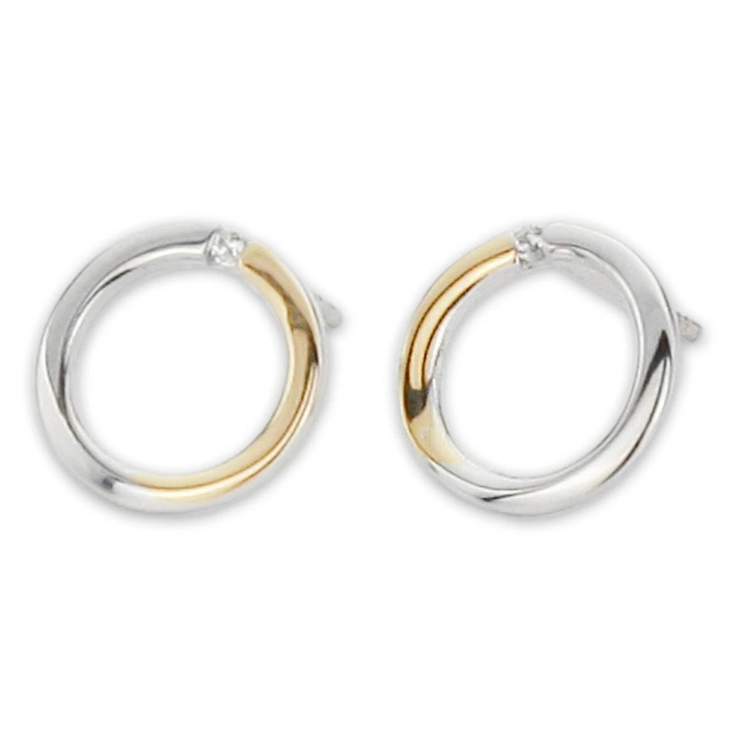 GALA DESIGN J0066 Oorknoppen Gold Circle zilver-zircona goud-en zilverkleurig-wit