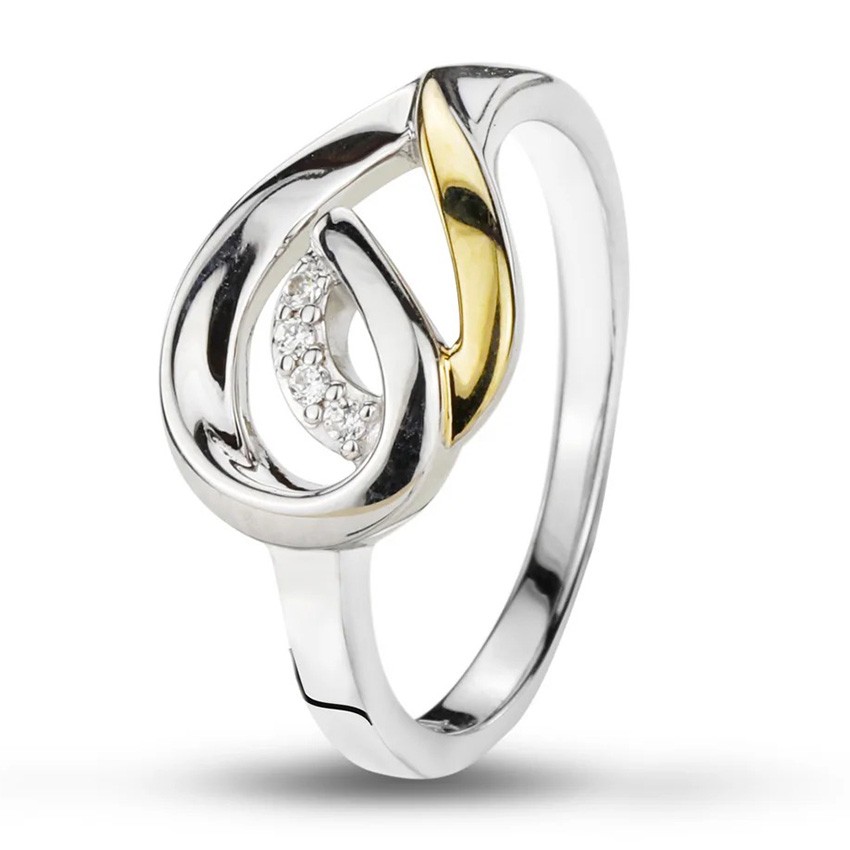 GALA DESIGN J0094 Ring Barbados zilver-zirconia goud-en zilverkleurig-wit