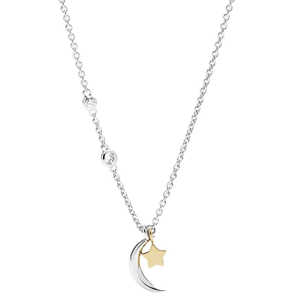 Fossil JFS00432998 Ketting Moon-Star zilver goud-en zilverkleurig 40-45 cm