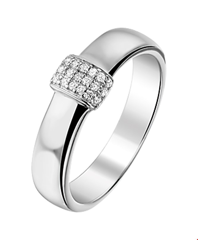 The Jewelry Collection Ring Zirkonia - Zilver Gerhodineerd