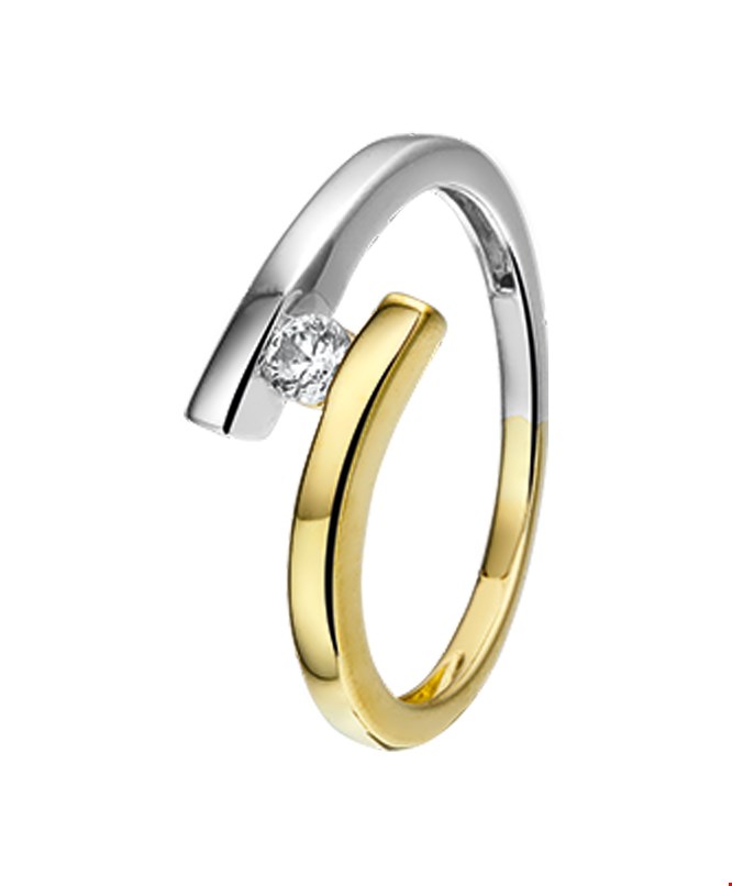 The Jewelry Collection Ring Zirkonia - Goud