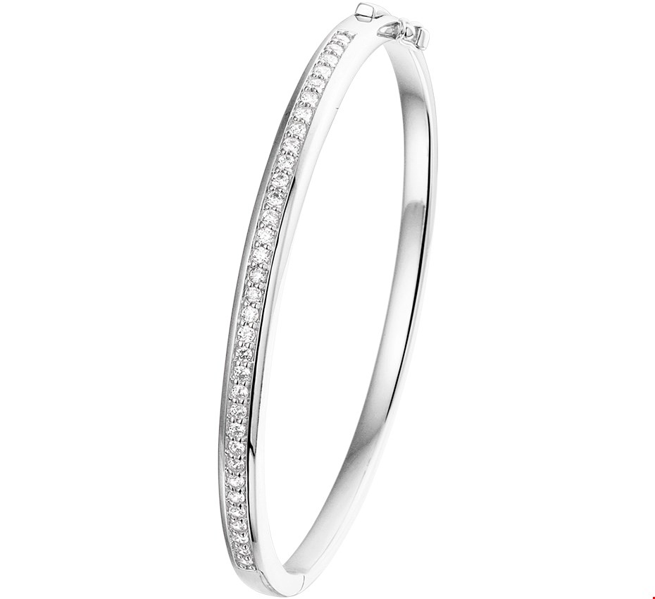 Huiscollectie Bangle Zilver Scharnier Zirkonia 4,5 X 58 mm