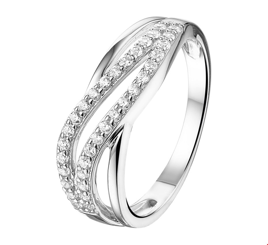 The Jewelry Collection Ring Zirkonia - Zilver