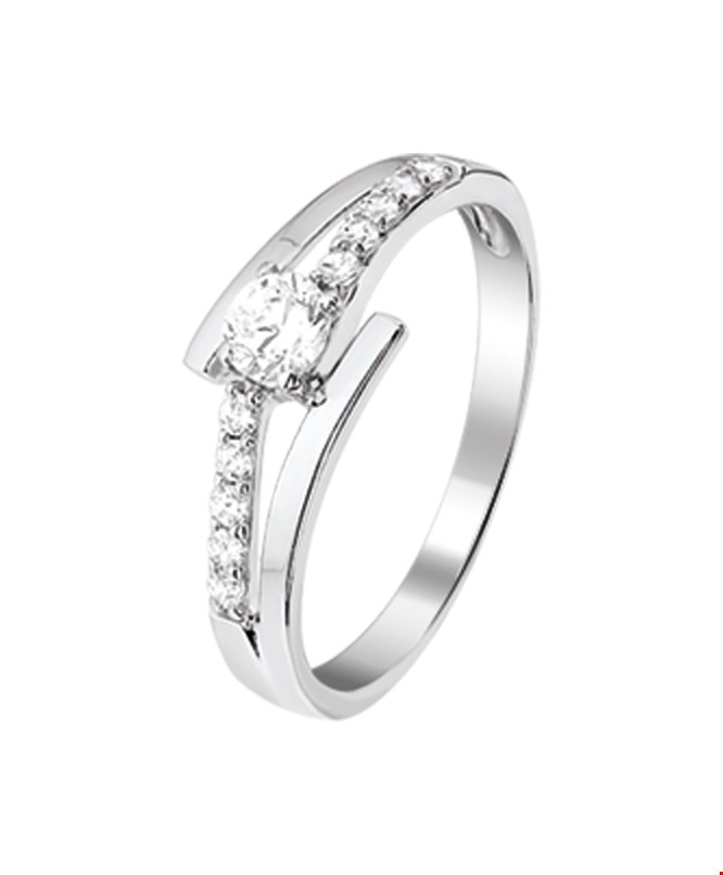 The Jewelry Collection Ring Zirkonia - Zilver Gerhodineerd