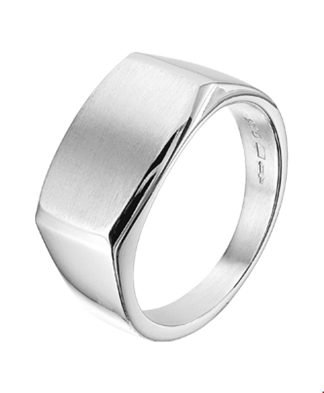 The Jewelry Collection For Men Ring Dwarsmodel Poli/mat - Zilver