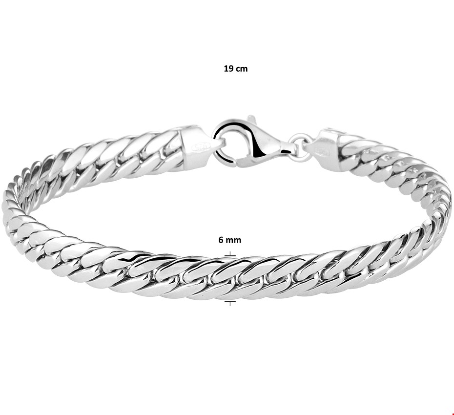 Glams Armband Gourmet 6,0 mm 19 cm - Zilver