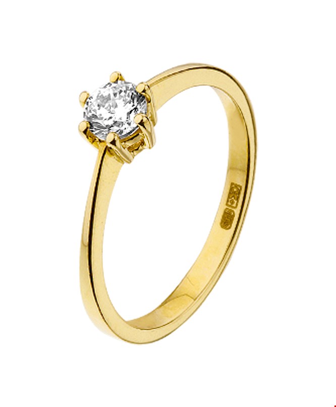 The Jewelry Collection Ring Zirkonia - Goud