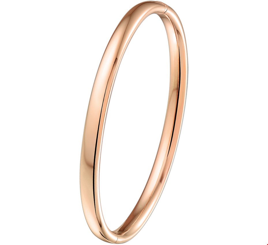 Zilgold bangle Goud met Zilveren Kern Scharnier Massief Bolle Buis 5 X 61 mm