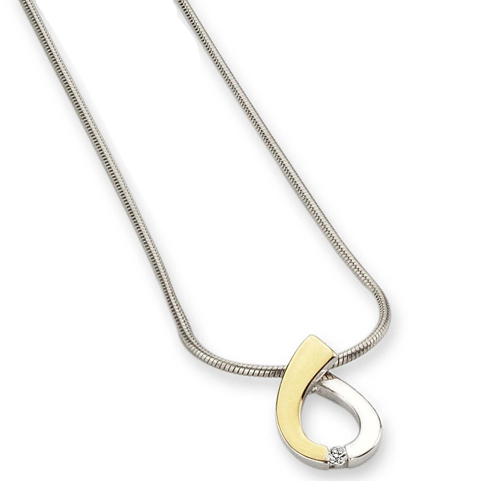 YO DESIGN T1058 Ketting Shine Snake zilver goud-en zilverkleurig 45 cm